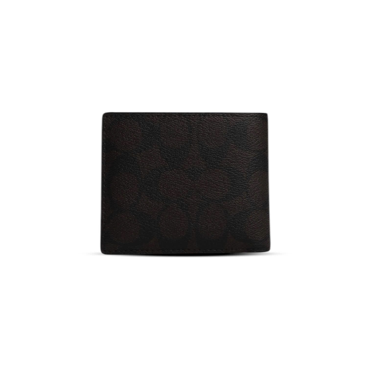  VÍ COACH NAM COMPACT ID WALLET IN SIGNATURE CANVAS ' BROWN ' F74993 