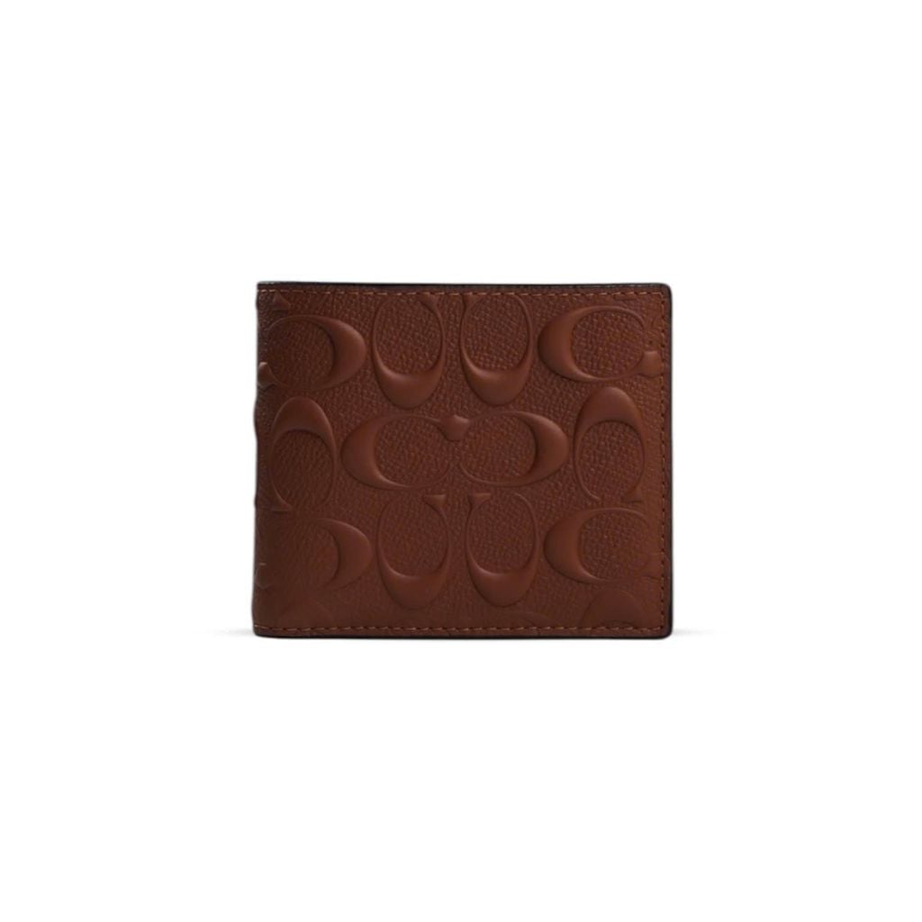  VÍ COACH NAM COMPACT ID WALLET IN SIGNATURE CANVAS ' BROWN ' 75371 