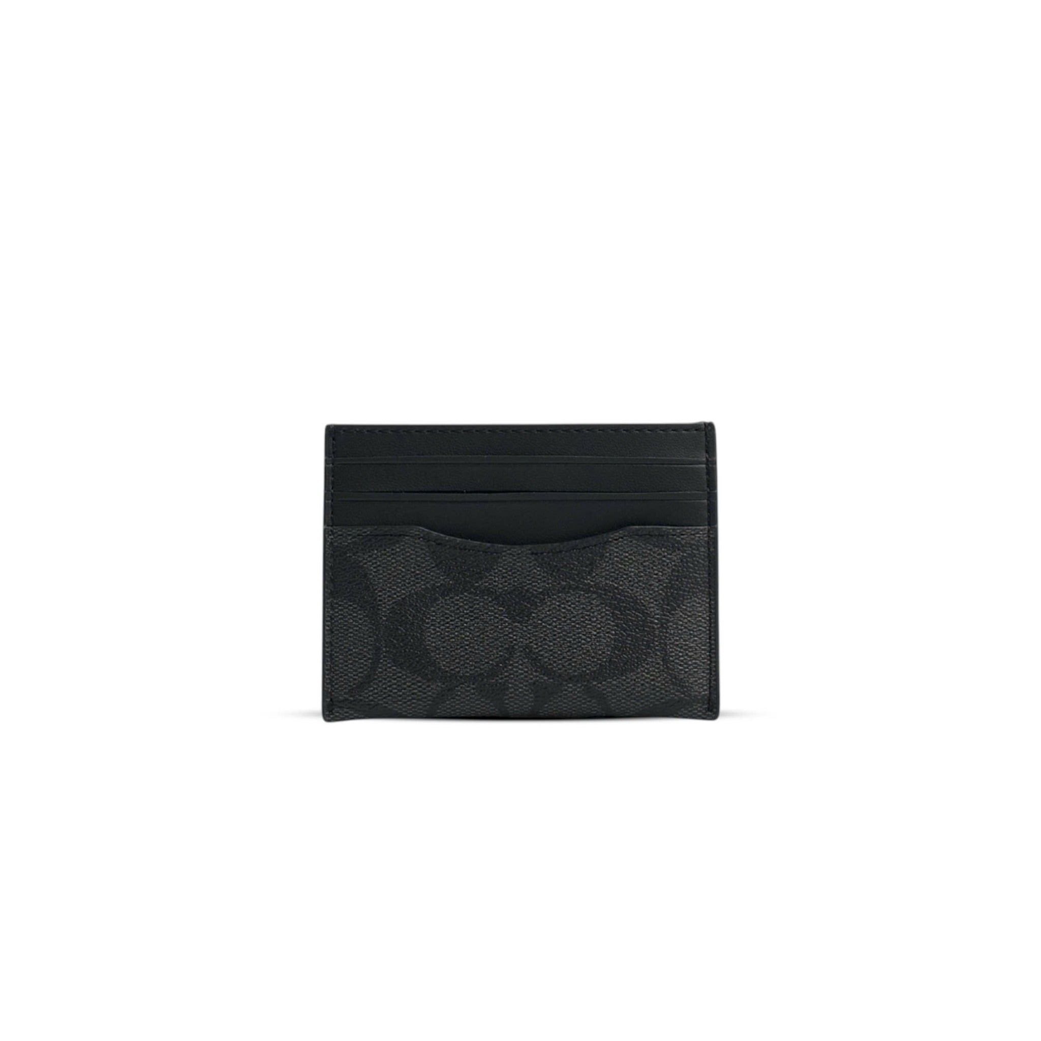  CARD HOLDER COACH SLIM IN SIGNATURE CANVAS ' BLACK ' F58110 