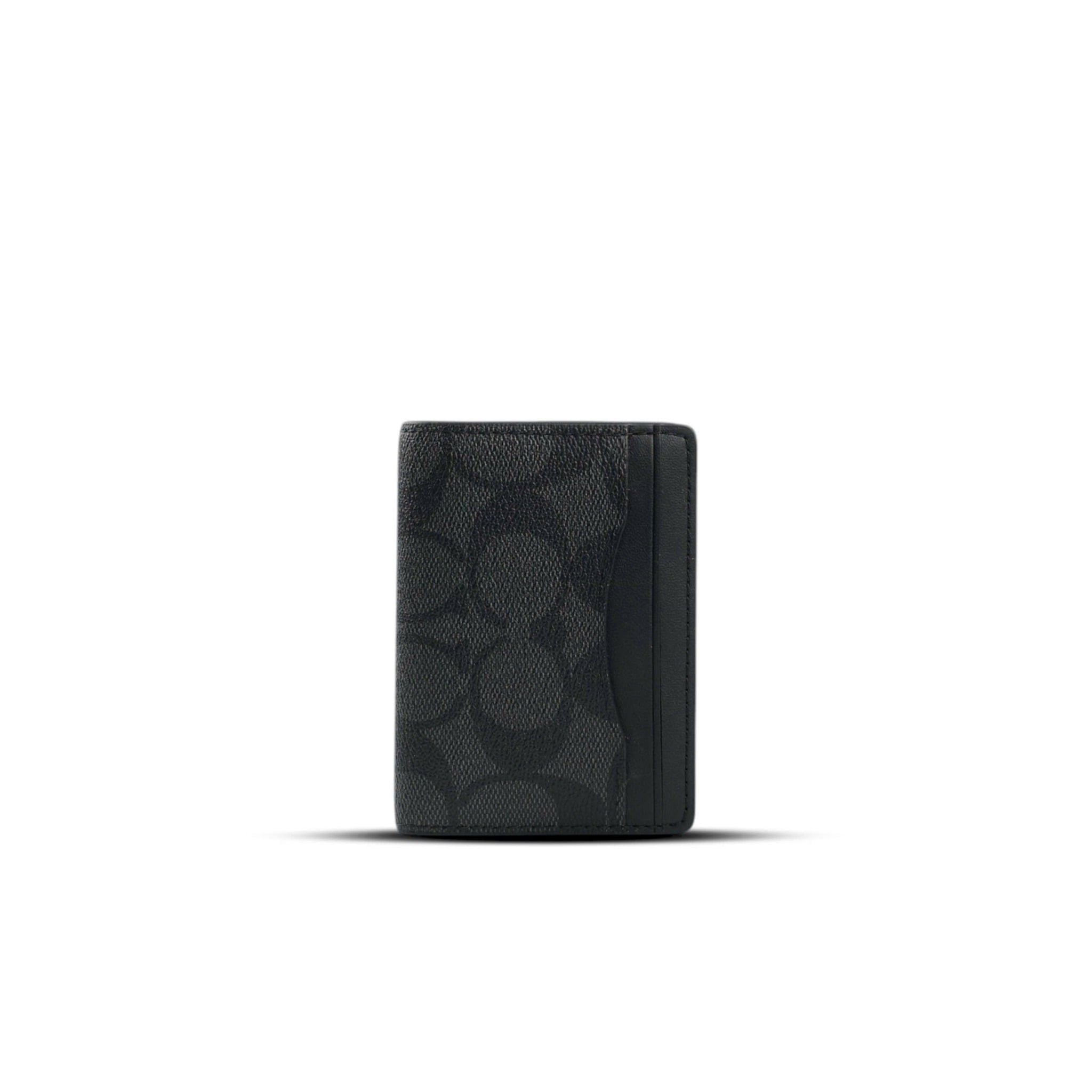  CARD HOLDER COACH MAGNETIC IN SIGNATURE CANVAS ' BLACK ' 91660 
