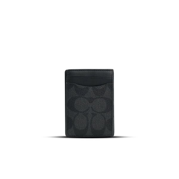  CARD HOLDER COACH MAGNETIC IN SIGNATURE CANVAS ' BLACK ' 91660 