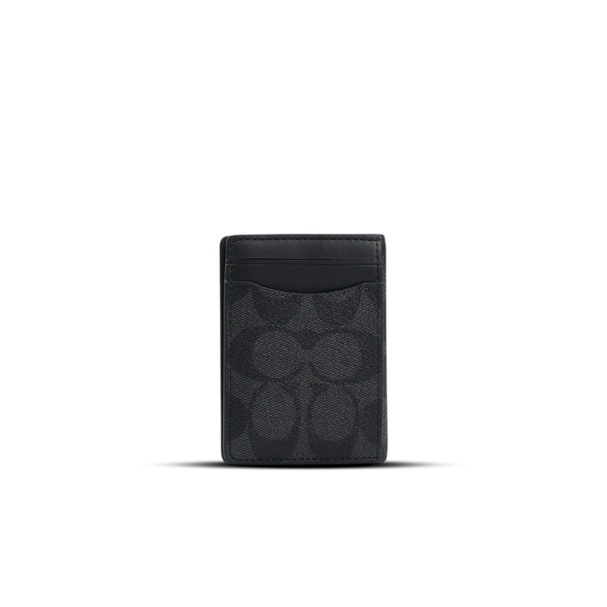  CARD HOLDER COACH MAGNETIC IN SIGNATURE CANVAS ' BLACK ' 91660 