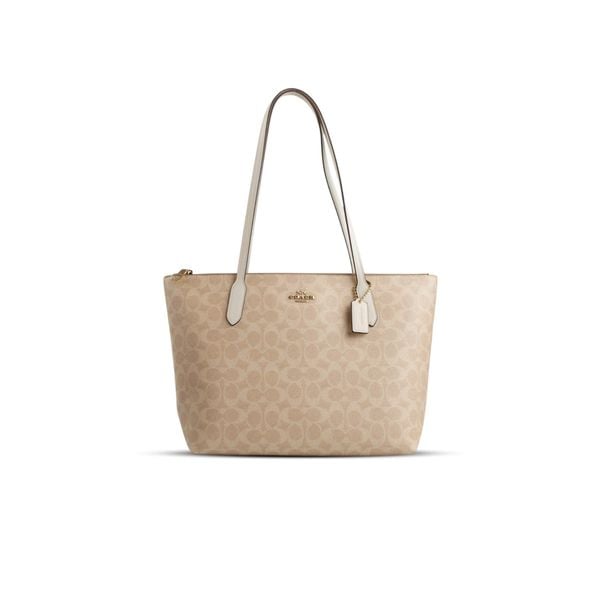  TÚI COACH ZIP TOP TOTE IN SIGNATURE CANVAS ' WHITE ' J2580-4455 