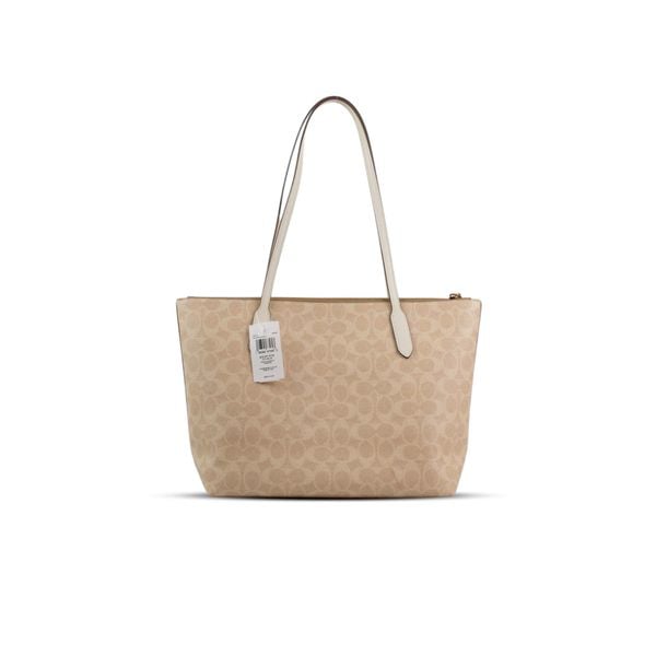  TÚI COACH ZIP TOP TOTE IN SIGNATURE CANVAS ' WHITE ' J2580-4455 
