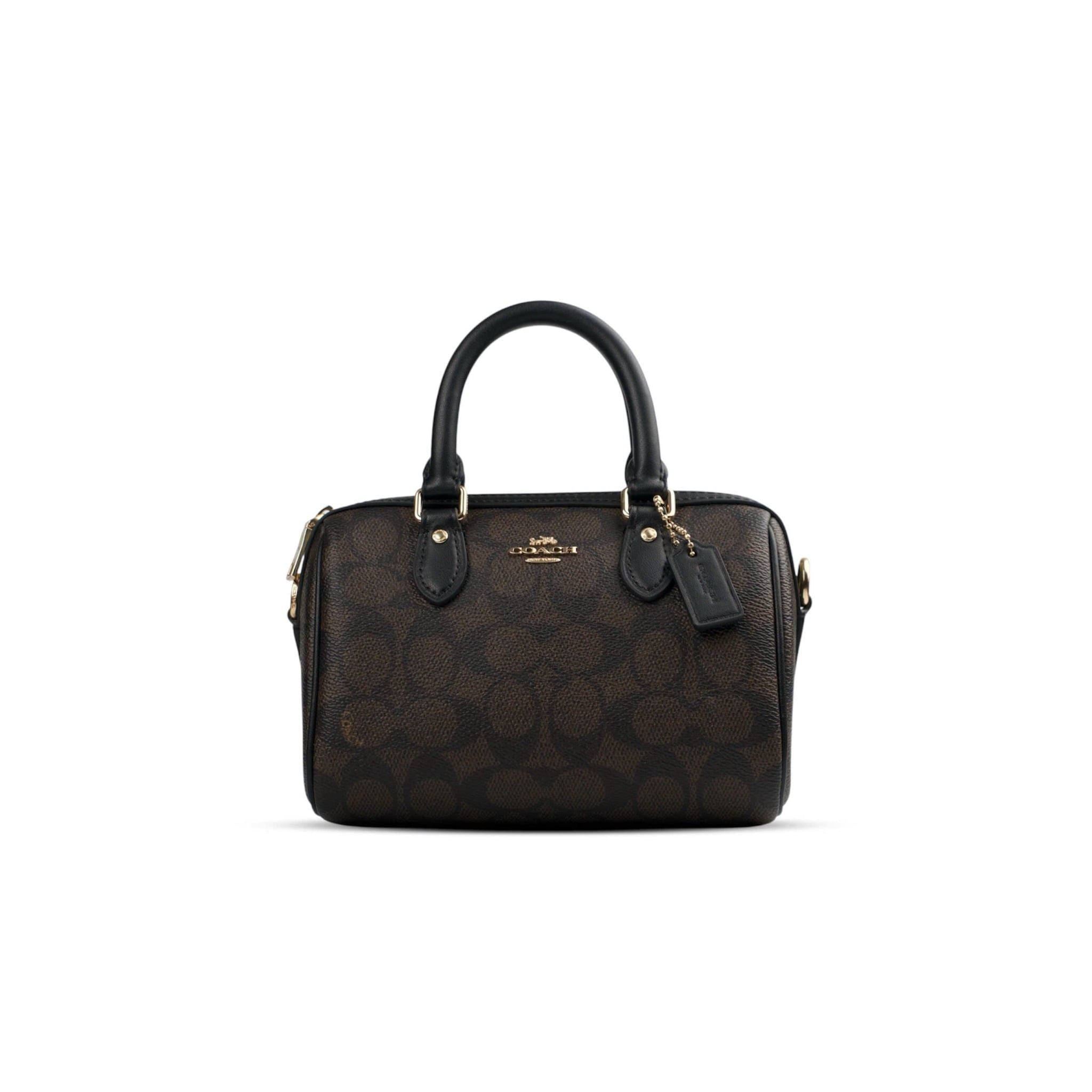  TÚI COACH MINI ROWAN 18 CROSSBODY IN BLOCKED SIGNATURE CANVAS ' BROWN ' CW329 