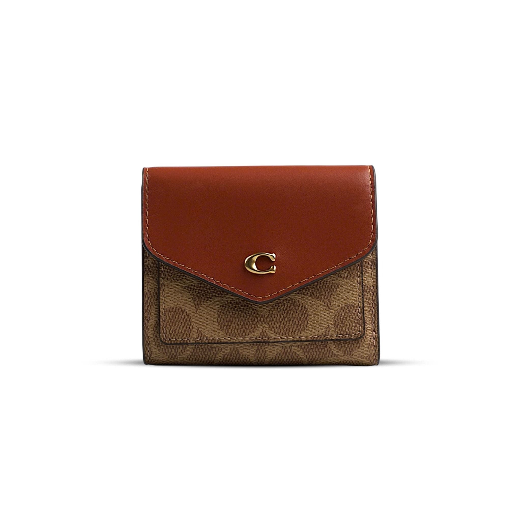  VÍ COACH WYN SMALL WALLET IN COLORBLOCK SIGNATURE CANVAS ' BROWN ' C2329 