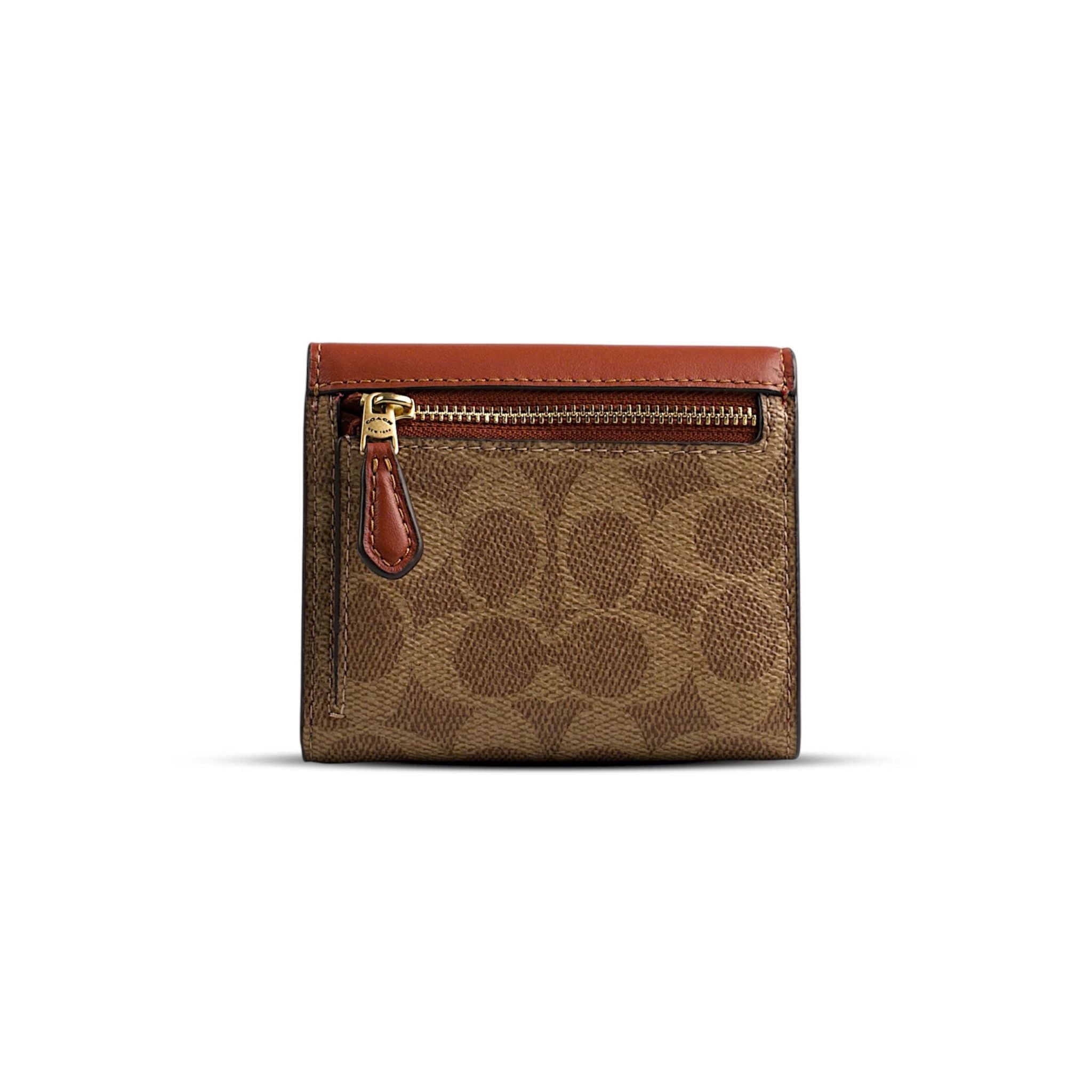  VÍ COACH WYN SMALL WALLET IN COLORBLOCK SIGNATURE CANVAS ' BROWN ' C2329 