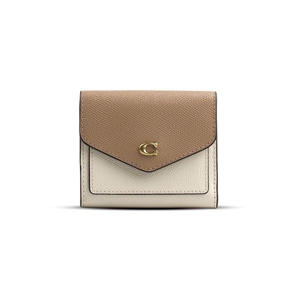  VÍ COACH WYN SMALL WALLET IN COLORBLOCK SIGNATURE CANVAS ' CREAM WHITE ' C2619 