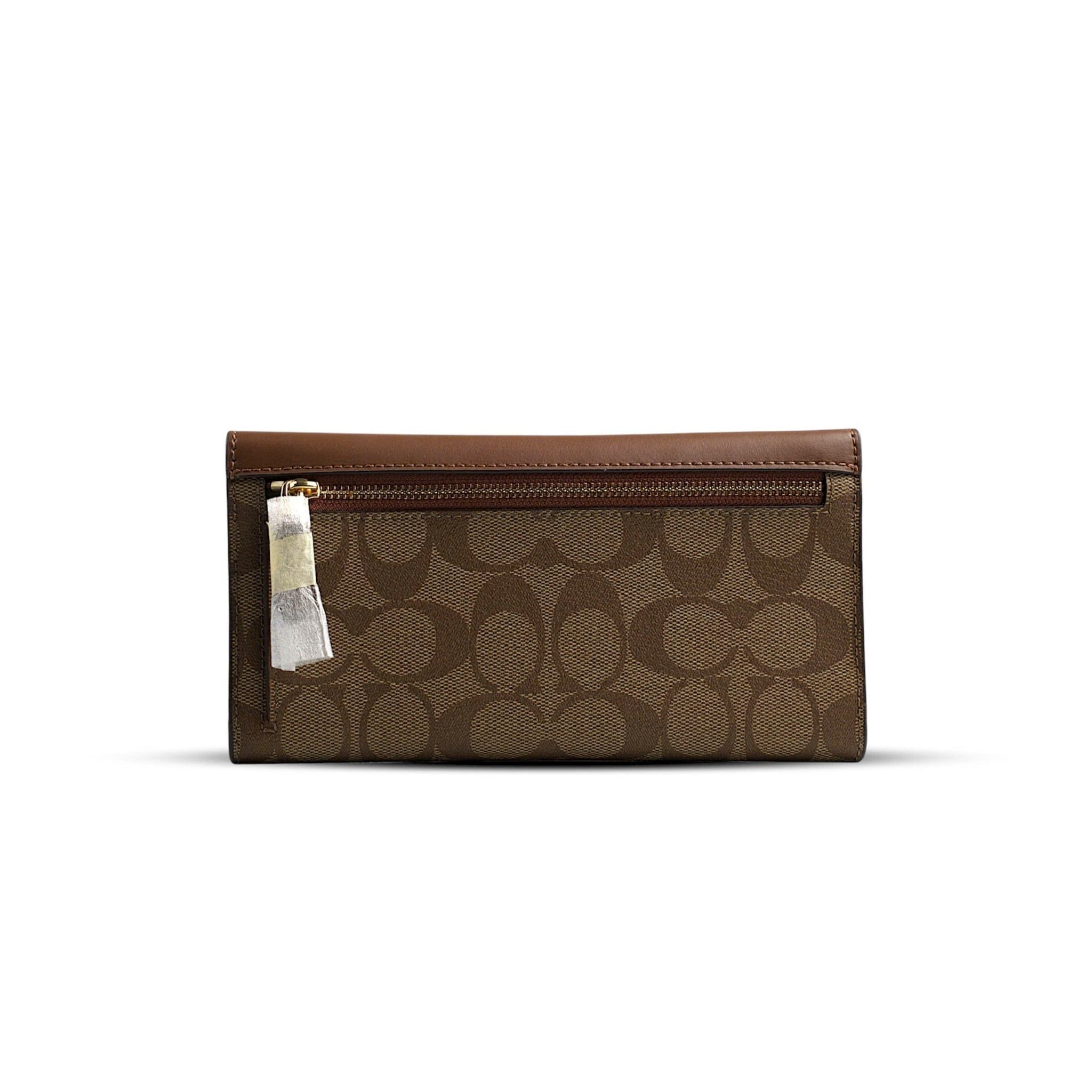  VÍ COACH SLIM TRIFOLD WALLET IN SIGNATURE CANVAS ' BROWN ' C5966 
