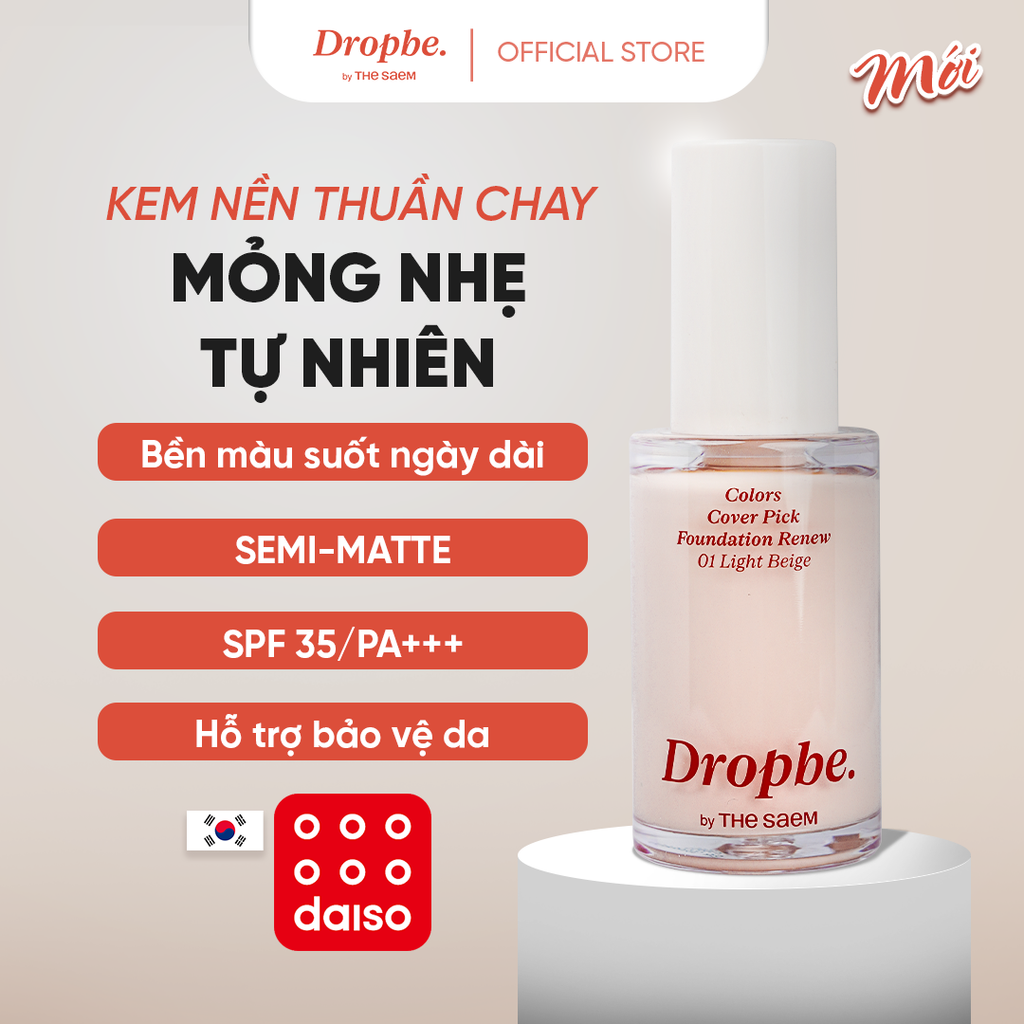 Kem nền thuần chay che phủ tốt bền màu lâu trôi Colors Cover Pick Foundation Renew