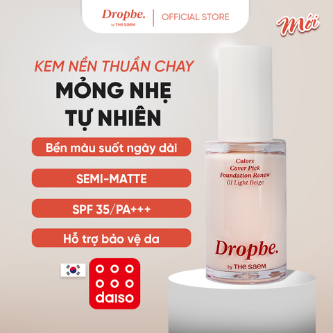 Kem nền thuần chay che phủ tốt bền màu lâu trôi Colors Cover Pick Foundation Renew