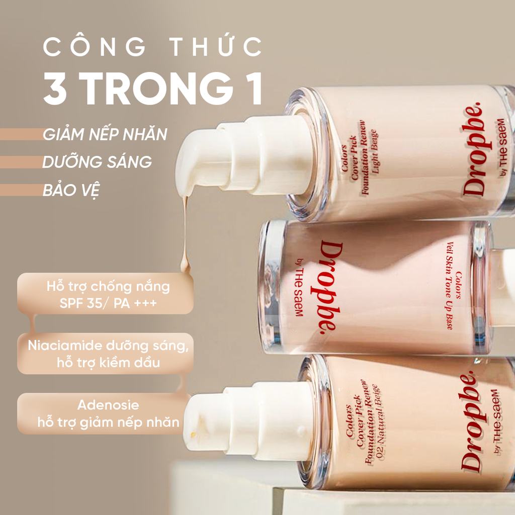 Kem nền thuần chay che phủ tốt bền màu lâu trôi Colors Cover Pick Foundation Renew