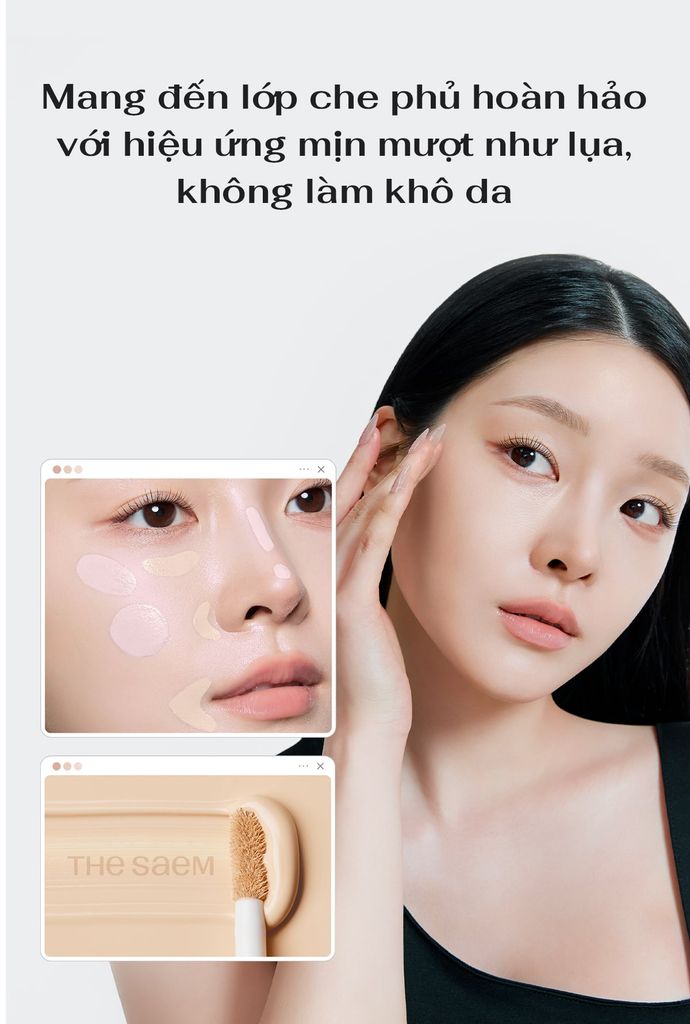 Che khuyết điểm chống nắng che phủ cao THE SAEM Cover Perfection Tip Concealer