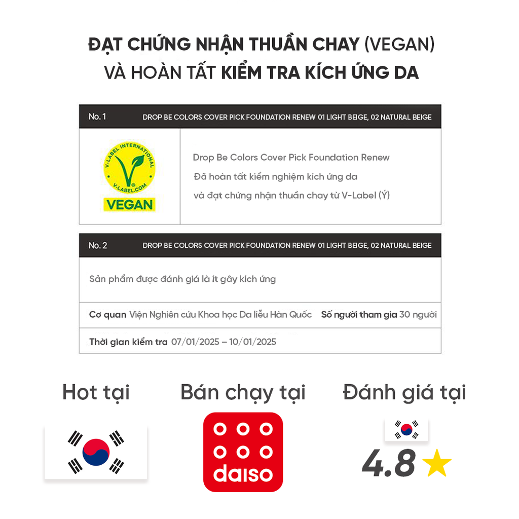 Kem nền thuần chay che phủ tốt bền màu lâu trôi Colors Cover Pick Foundation Renew