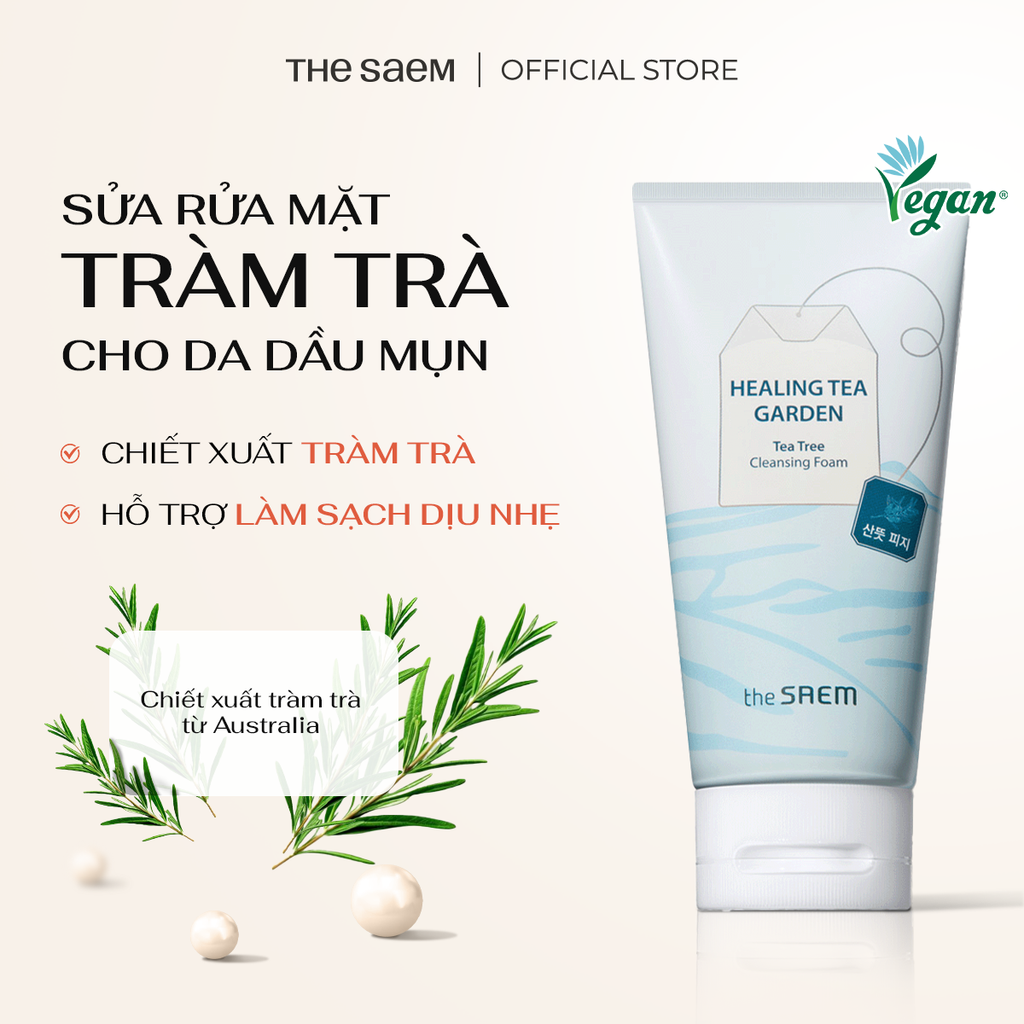 Sữa Rửa Mặt Tràm Trà THE SAEM Healing Tea Garden Tea Tree Cleansing Foam (150ml)