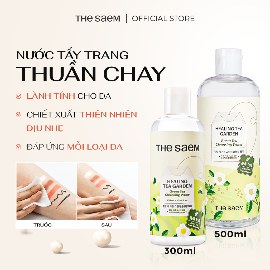 Nước tẩy trang dịu nhẹ THE SAEM Healing Tea Garden Cleansing Water