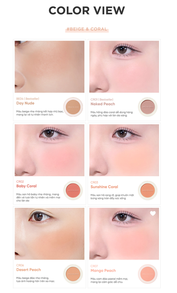 Phấn má hồng mềm mịn lâu trôi THE SAEM Saemmul Single Blusher (5g)
