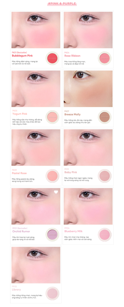 Phấn má hồng mềm mịn lâu trôi THE SAEM Saemmul Single Blusher (5g)