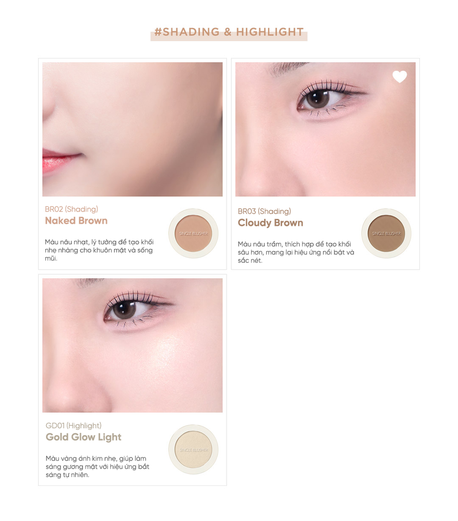 Phấn má hồng mềm mịn lâu trôi THE SAEM Saemmul Single Blusher (5g)