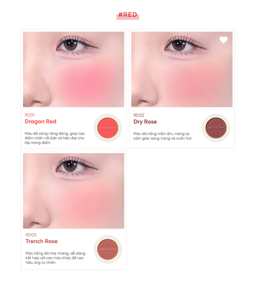 Phấn má hồng mềm mịn lâu trôi THE SAEM Saemmul Single Blusher (5g)
