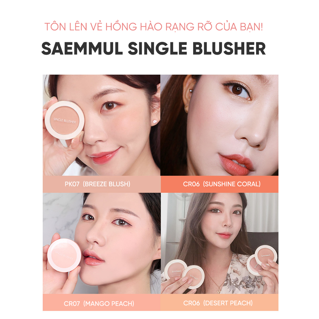 Phấn má hồng mềm mịn lâu trôi THE SAEM Saemmul Single Blusher (5g)