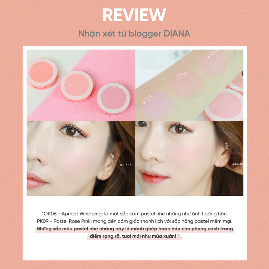 Phấn má hồng mềm mịn lâu trôi THE SAEM Saemmul Single Blusher (5g)
