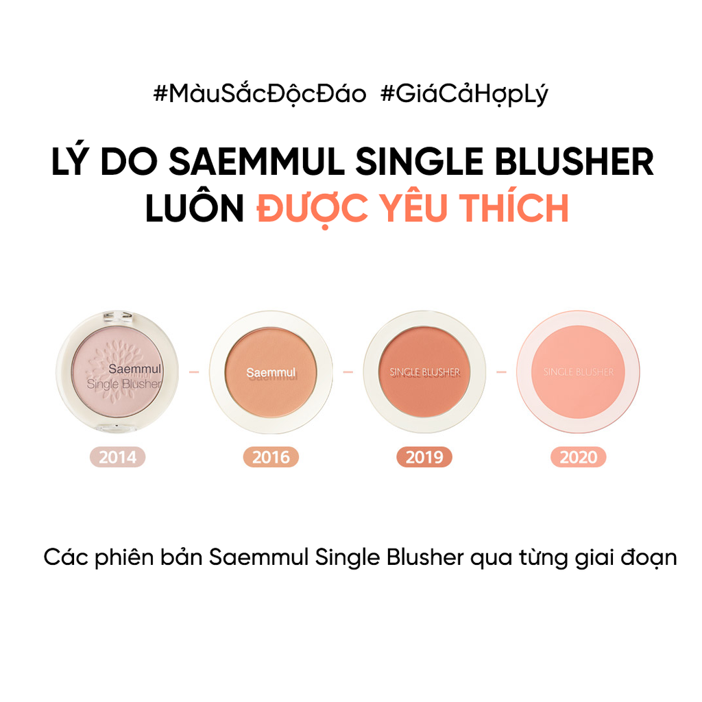 Phấn má hồng mềm mịn lâu trôi THE SAEM Saemmul Single Blusher (5g)