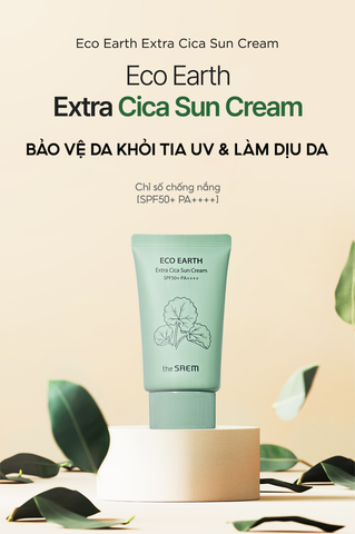 Kem chống nắng chiết xuất rau má dịu nhẹ THE SAEM Eco Earth Extra Cica Sun Cream 50g