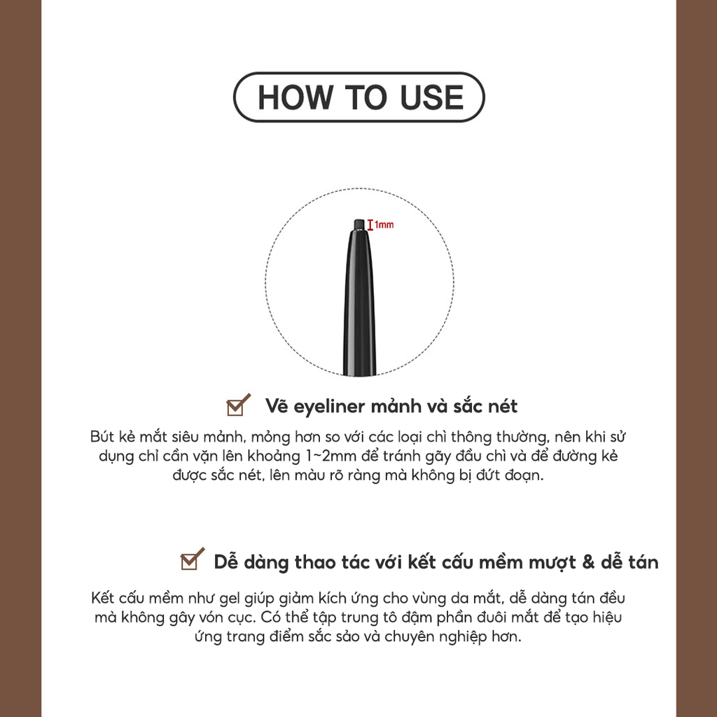 Chì Kẻ Mắt THE SAEM Eco Soul Powerproof Super Slim Eyeliner