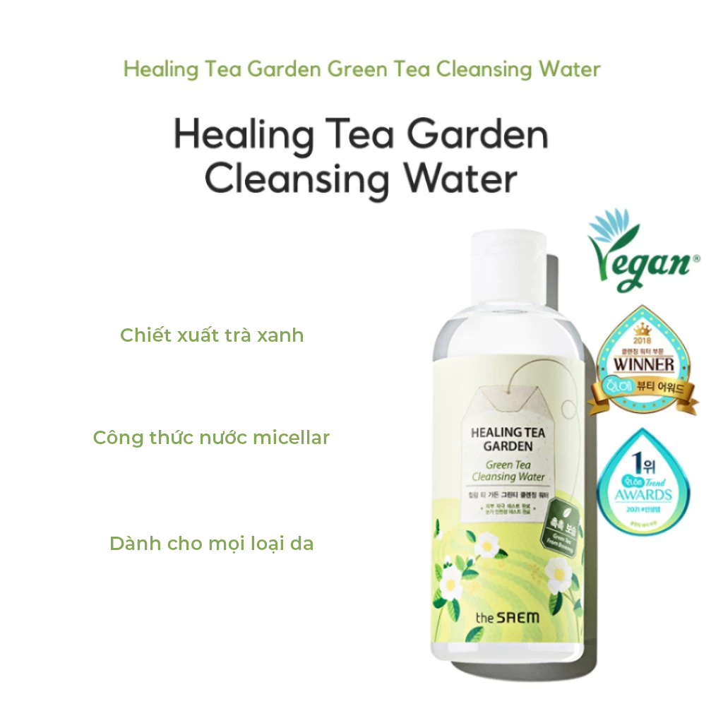 Nước tẩy trang dịu nhẹ THE SAEM Healing Tea Garden Cleansing Water