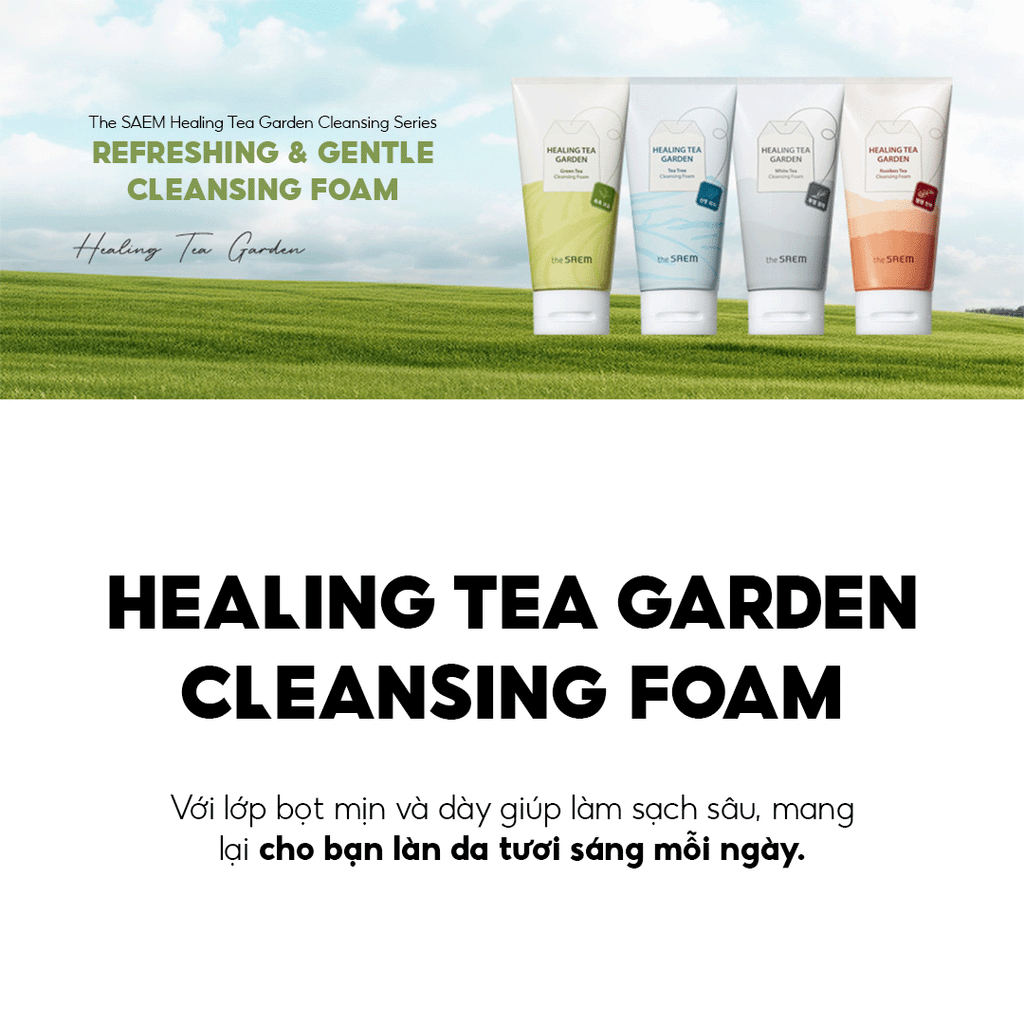 Sữa Rửa Mặt Tràm Trà THE SAEM Healing Tea Garden Tea Tree Cleansing Foam (150ml)