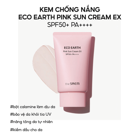 Kem Chống Nắng Vật Lý Lai Hóa Học THE SAEM Eco Earth Pink Sun Cream EX SPF50+ PA++++