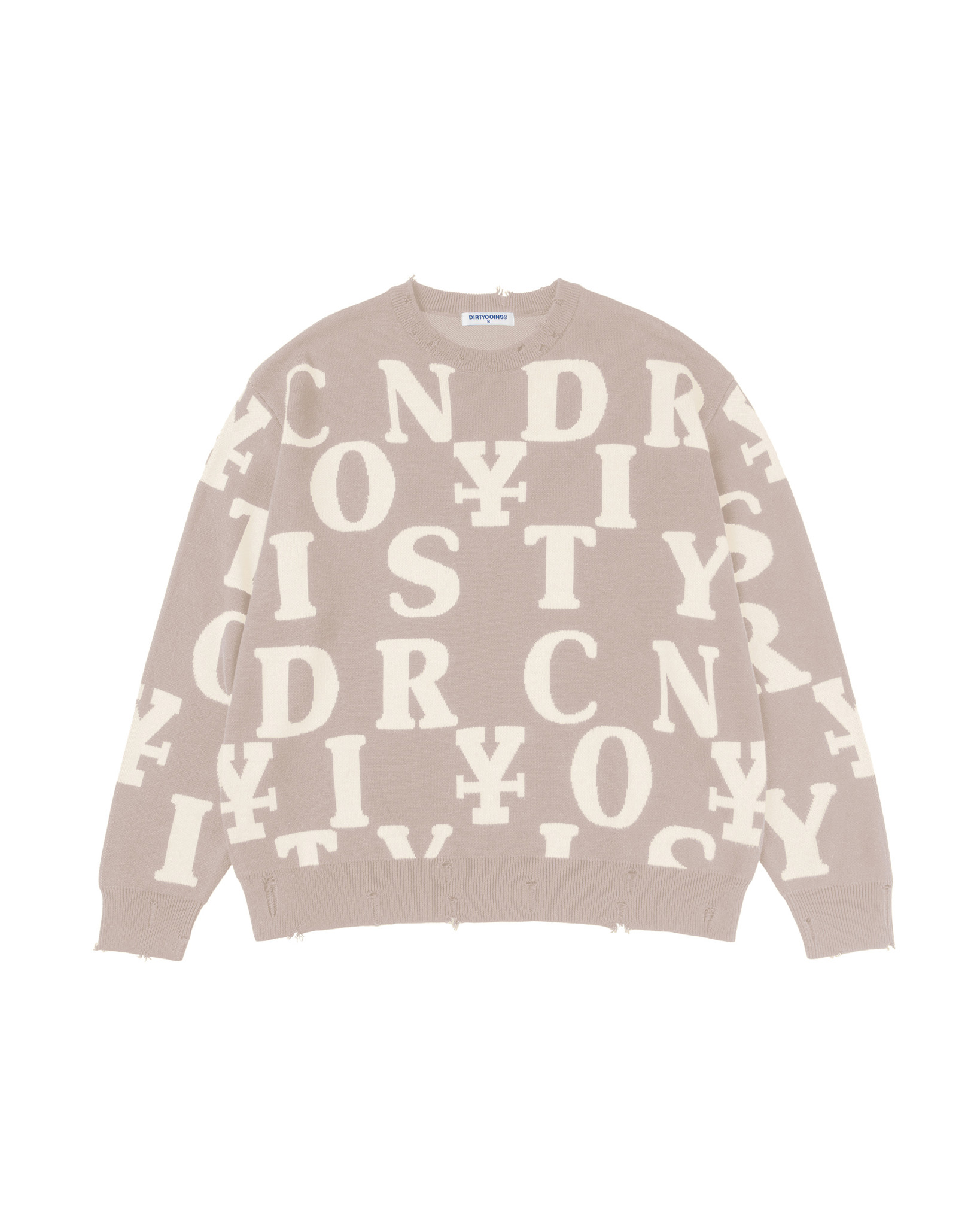 DirtyCoins Áo dài tay Letters Monogram Knit Sweater
