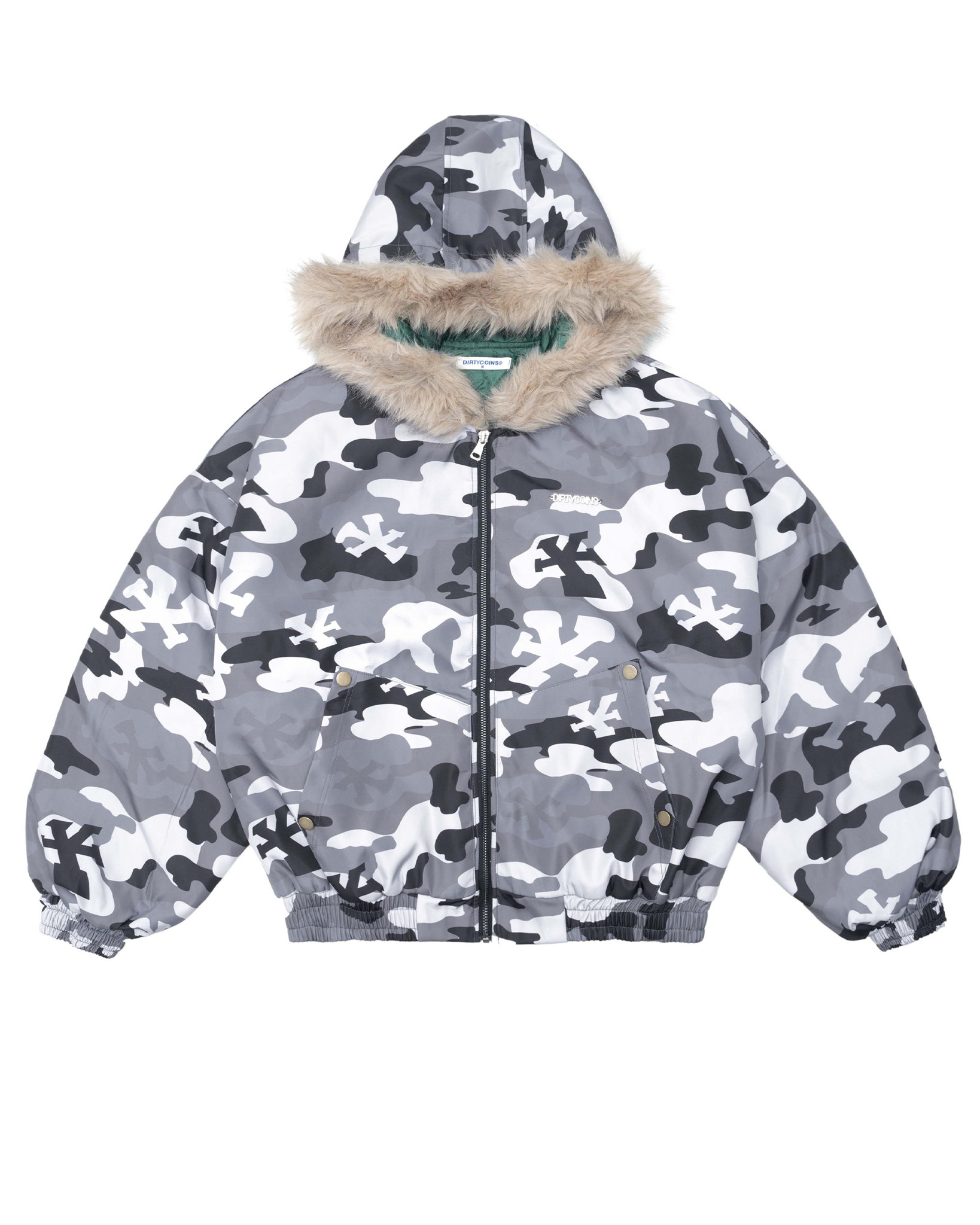DirtyCoins Áo khoác Bomber DCxRS Camo Fur Hooded