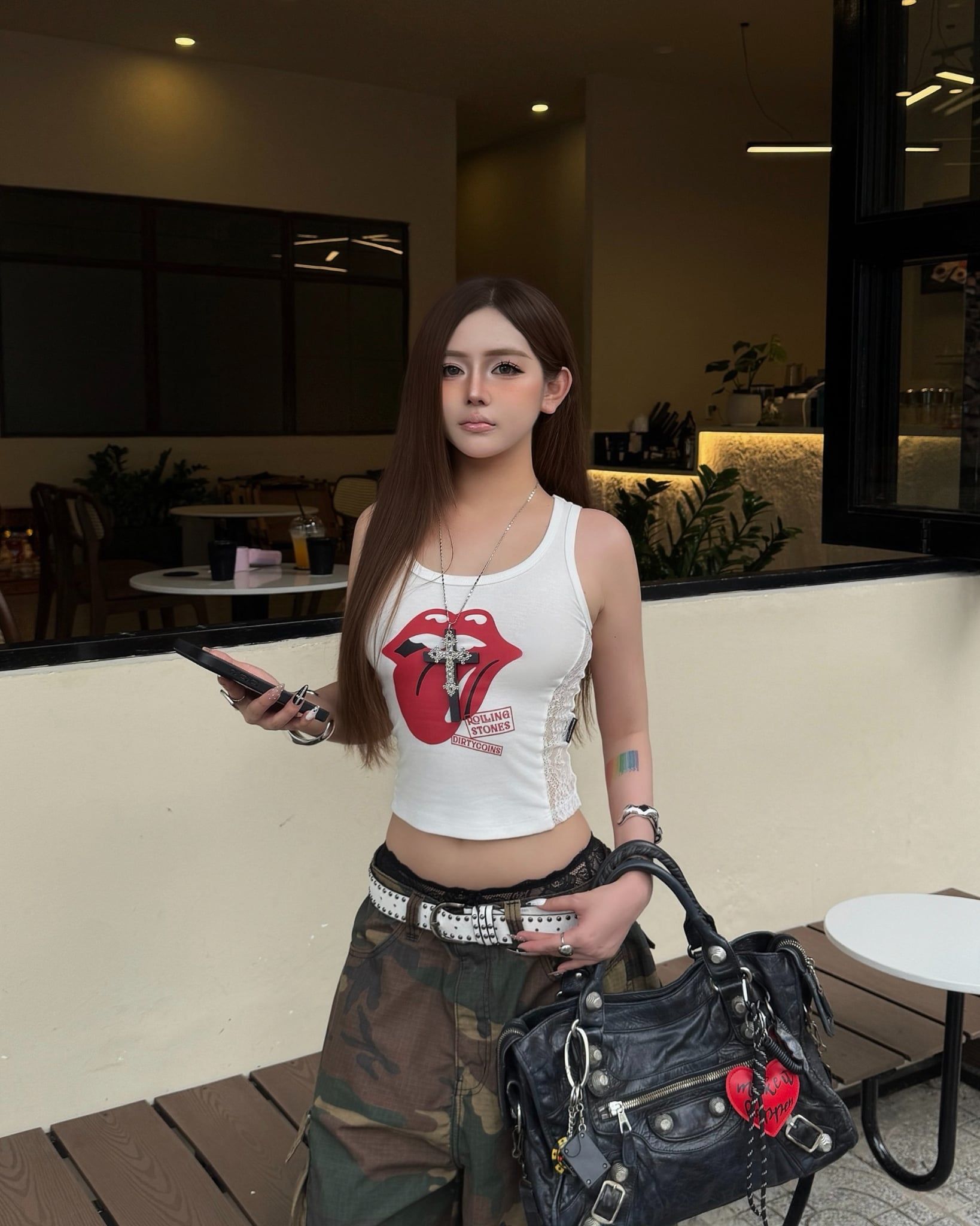  Áo Tank Top Women DCxRS Tongue Lace 