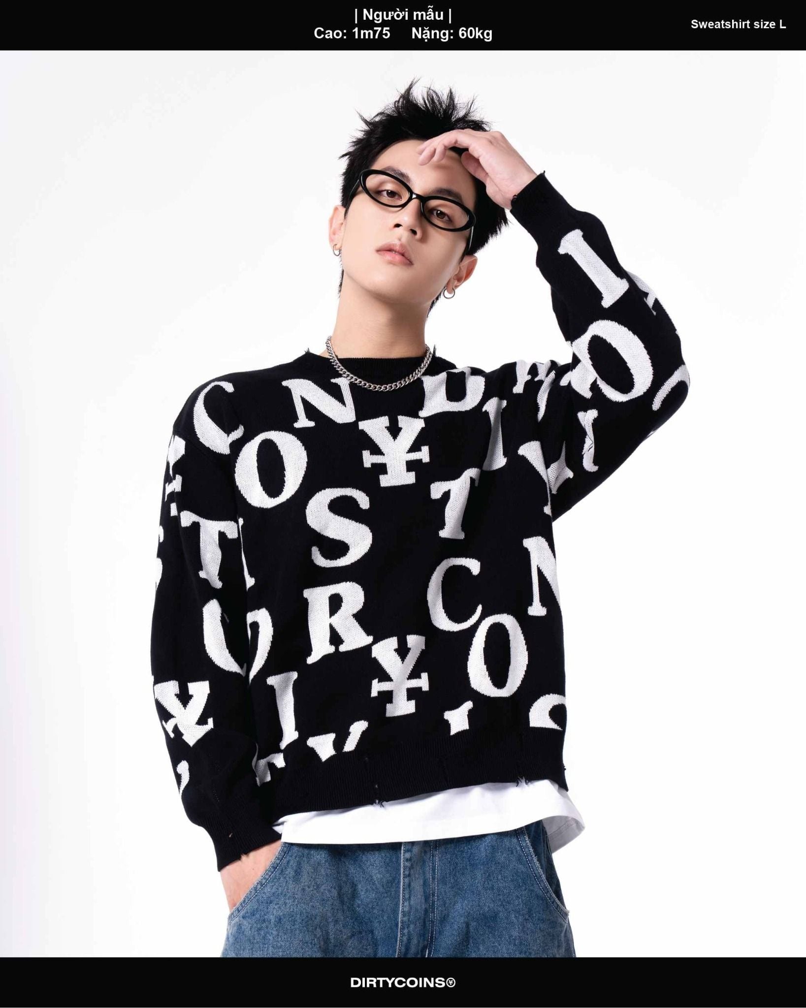  Áo dài tay Letters Monogram Knit Sweater 