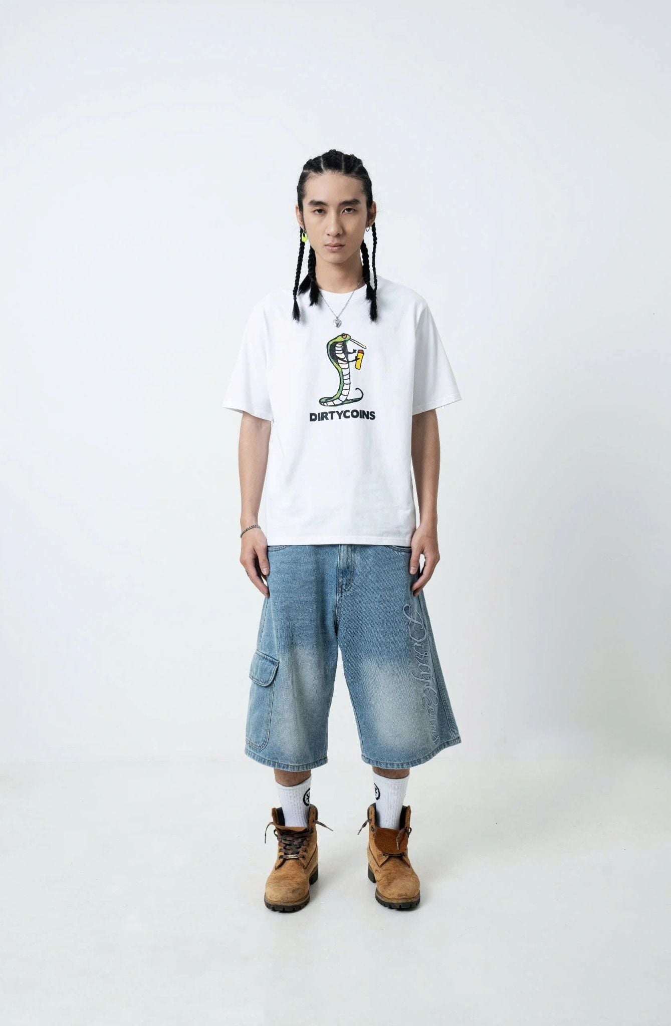  Quần Ngắn Denim Baggy Embroidery Logo 