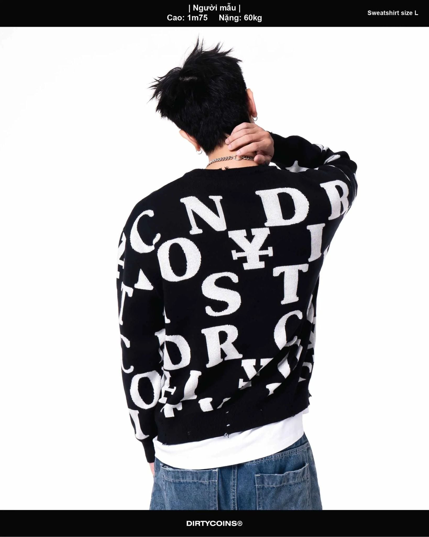  Áo dài tay Letters Monogram Knit Sweater 