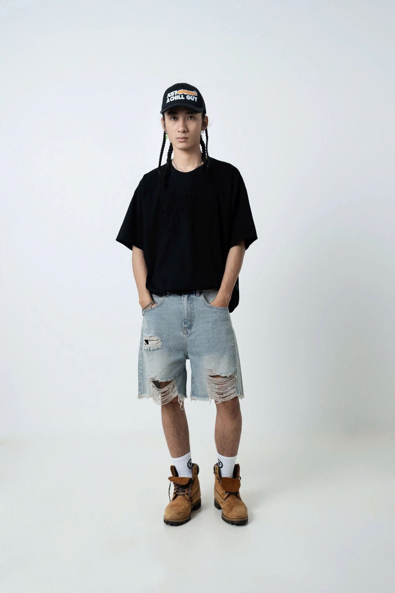  Quần ngắn Denim Shorts Studs 
