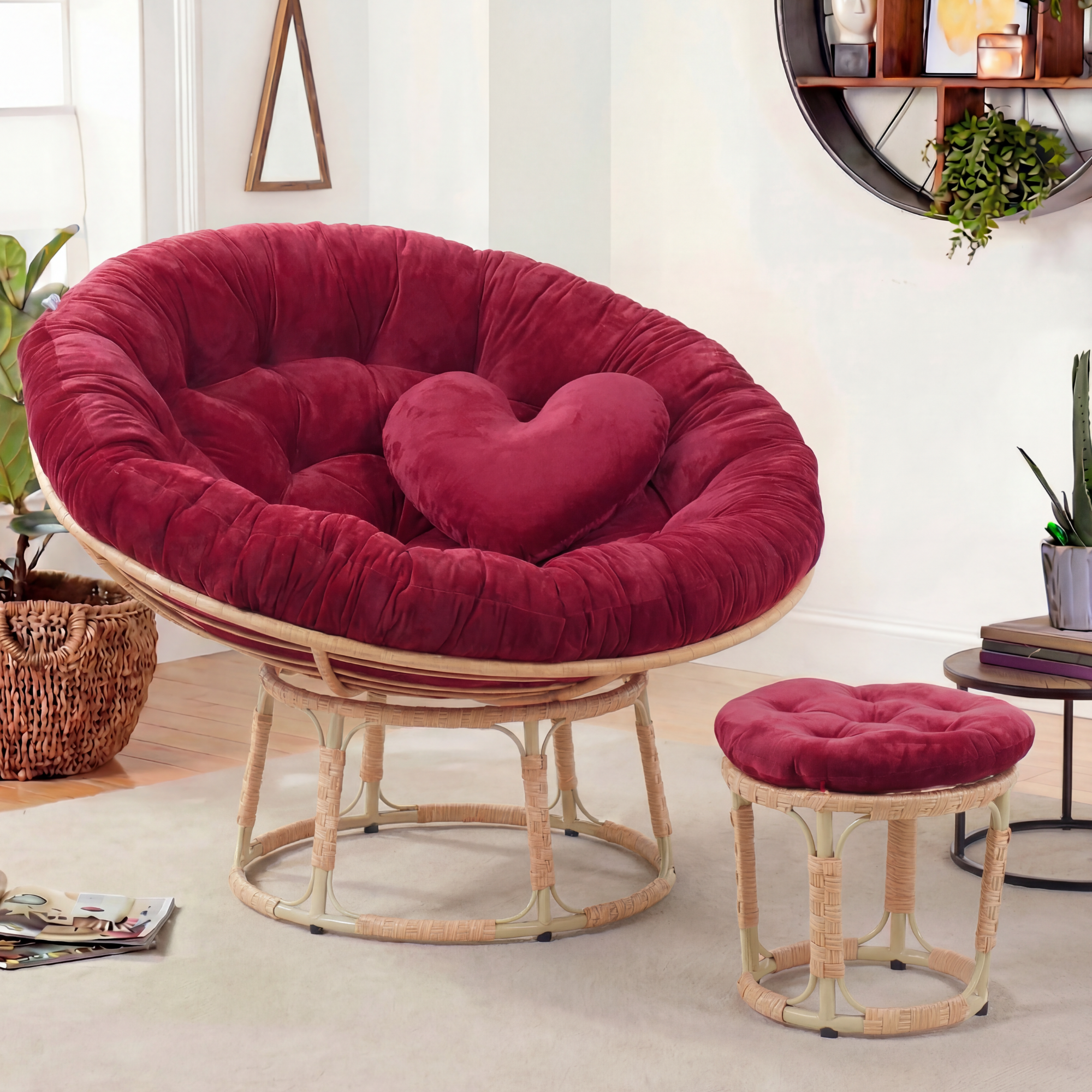  Ghế PAPASAN ĐƯỜNG KÍNH 1M2 khung thép giả mây 