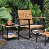  Ghế thư giãn ngoài trời Rocking 58 khung thép sơn tĩnh điện đan thủ công chính hãng Minh Phát, ghế đọc sách thư giãn 