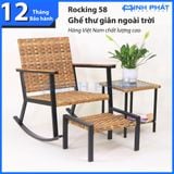  Ghế thư giãn ngoài trời Rocking 58 khung thép sơn tĩnh điện đan thủ công chính hãng Minh Phát, ghế đọc sách thư giãn 