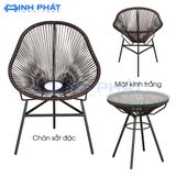  Bộ bàn ghế ban công giả mây lõi thép đặc, chung cư, sân vườn, 2 ghế một bàn, bàn ghế ngoài trời, thư giãn ban công 