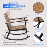  Ghế thư giãn ngoài trời Rocking 58 khung thép sơn tĩnh điện đan thủ công chính hãng Minh Phát, ghế đọc sách thư giãn 