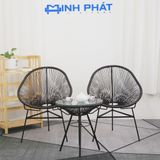  Bộ bàn ghế ban công giả mây lõi thép đặc, chung cư, sân vườn, 2 ghế một bàn, bàn ghế ngoài trời, thư giãn ban công 