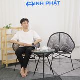  Bộ bàn ghế ban công giả mây lõi thép đặc, chung cư, sân vườn, 2 ghế một bàn, bàn ghế ngoài trời, thư giãn ban công 