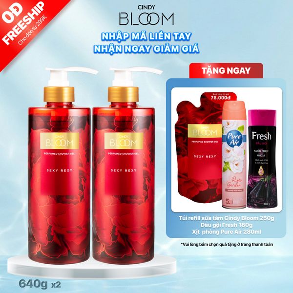 Combo 2 Sữa Tắm Nước Hoa CINDY BLOOM Sexy Rexy Hương Gợi Cảm Quyến Rũ 640g/chai