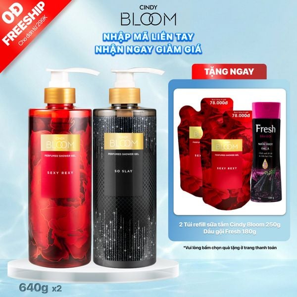 Combo Sữa Tắm Nước Hoa CINDY BLOOM Sexy Rexy Quyến Rũ + So Slay Thu Hút 640g/chai