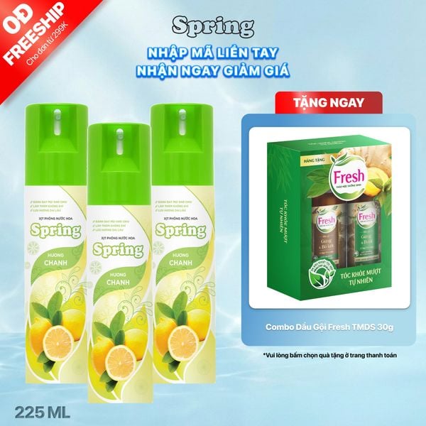 Combo 3 Chai Xịt Phòng Nước Hoa SPRING Hương Thơm Dễ Chịu Khử Mùi Hiệu Quả 225ml/chai