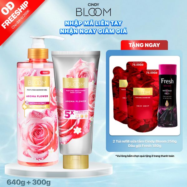 Combo Sữa tắm Aroma Flower 640g + Sữa dưỡng thể Aroma Flower 300g